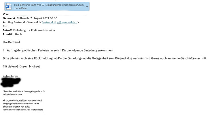 Dokument zur Klarstellung rund um das Wahlpodium