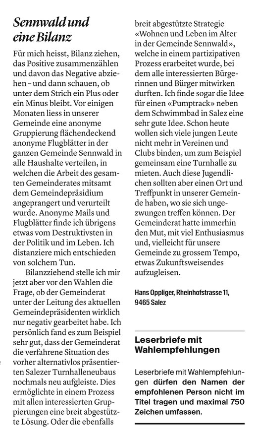 Leserbrief 28.8.24, W&O